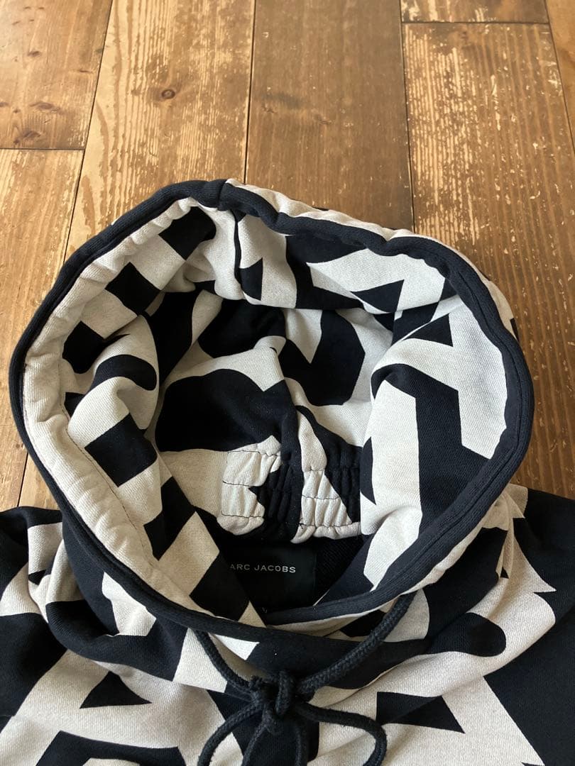 MARC JACOBS 総柄 モノグラムパーカー 黒白 XS ポルトガル製