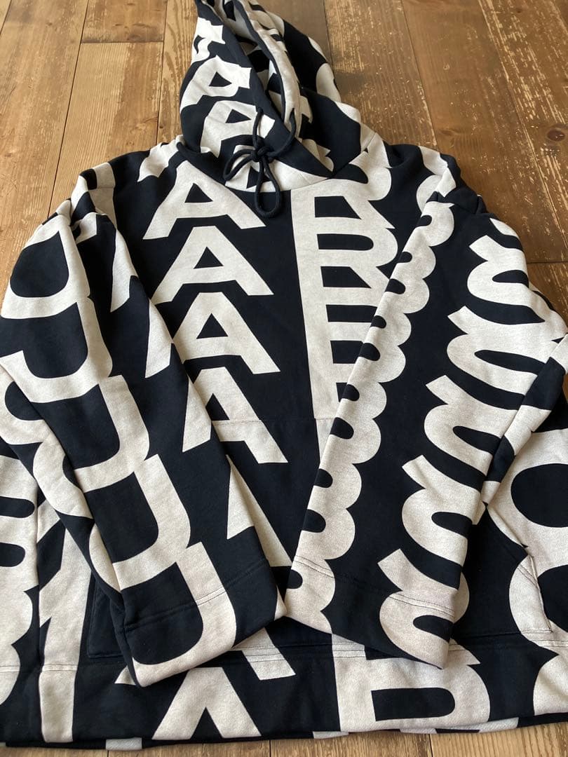 MARC JACOBS 総柄 モノグラムパーカー 黒白 XS ポルトガル製