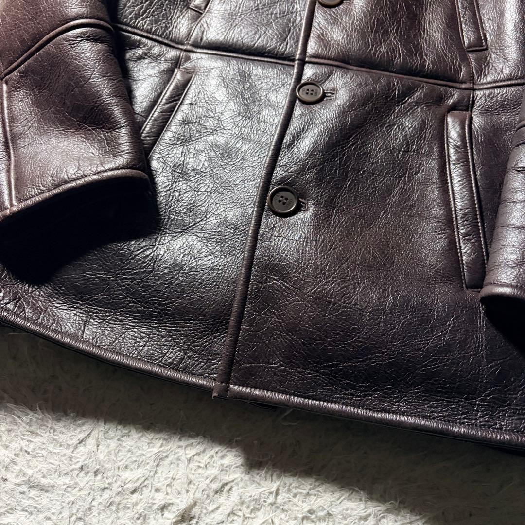 美品■FENDI ムートンコート　羊革　ブラウン　46