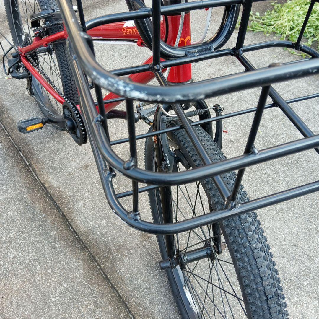 ヨツバサイクル 子供用自転車 赤 24インチ 前カゴ付き