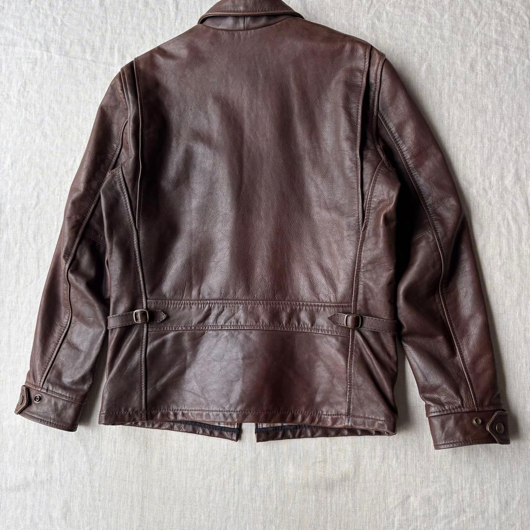 Schott シングルライダース カウハイドレザー 牛革 裏地チェック ブラウン