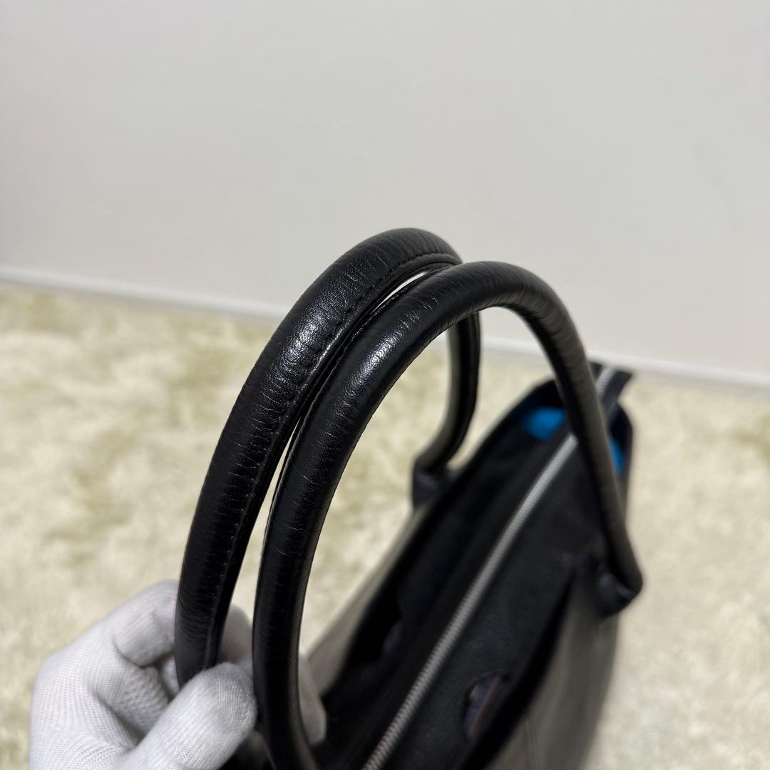 Pid トートバッグ レザー 本革 ブラック シボ革 A4収納　大容量　肩がけ