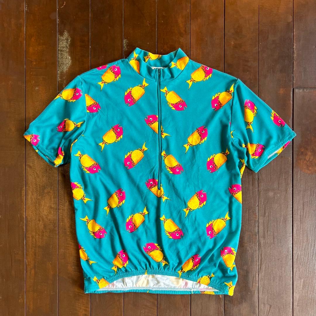 レア！【URBANEK アーバネック】サイクルジャージ 魚総柄 ターコイズブルー