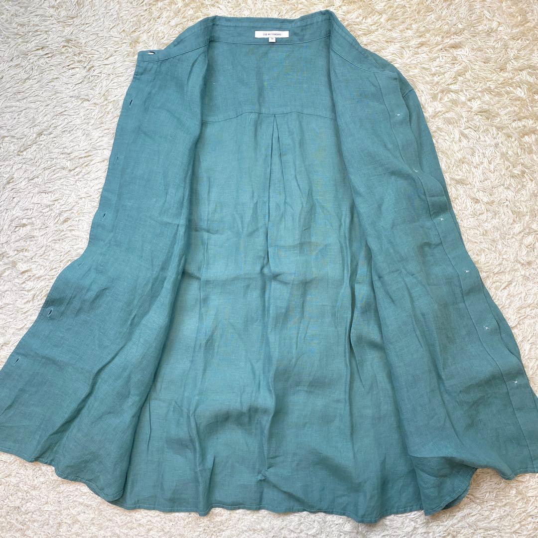 極美品 23区 LIBECO ベーシック シャツ リネン 大きいサイズ 50 緑