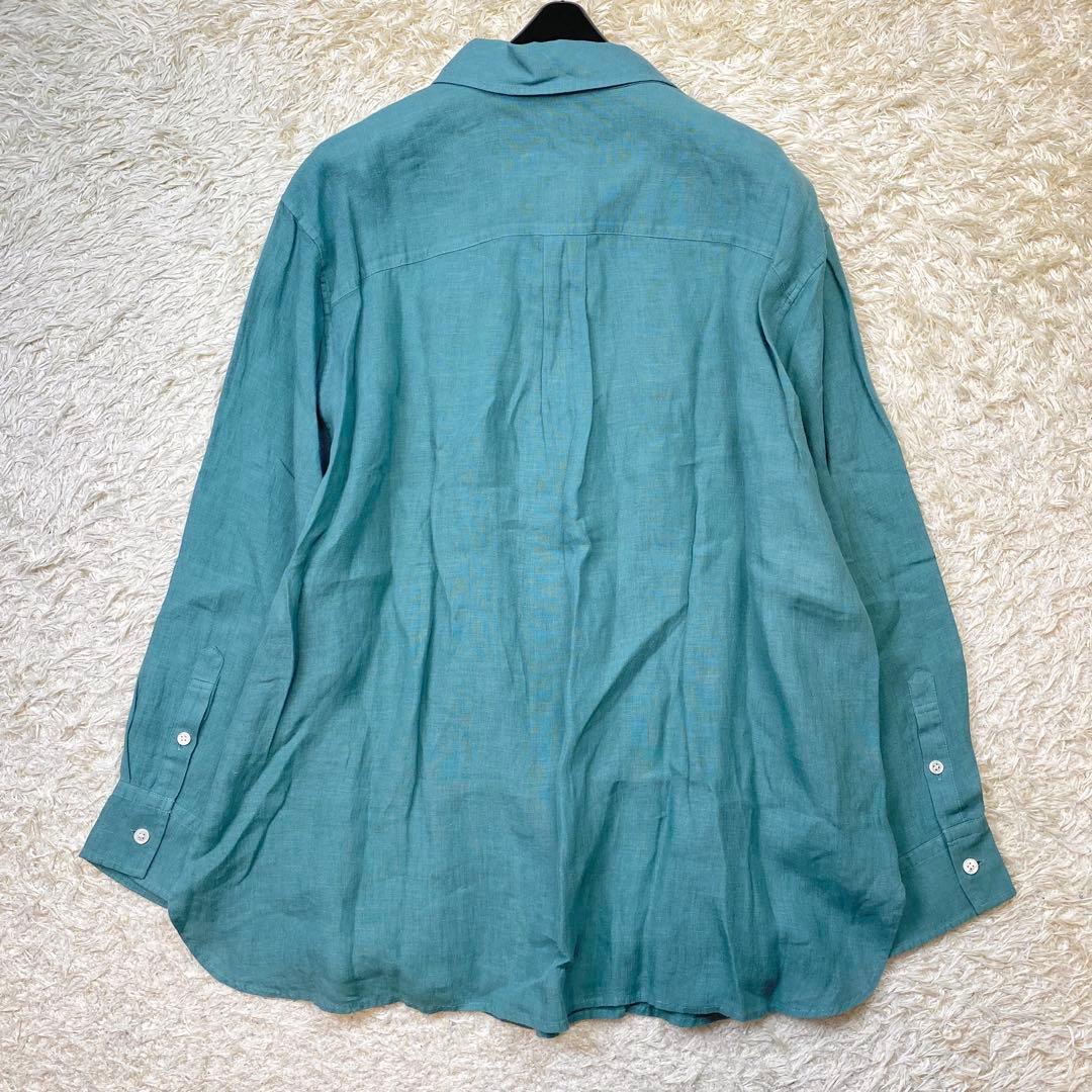 極美品 23区 LIBECO ベーシック シャツ リネン 大きいサイズ 50 緑