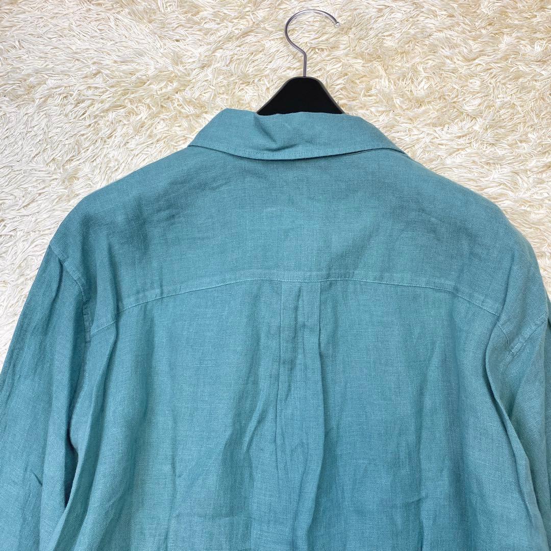 極美品 23区 LIBECO ベーシック シャツ リネン 大きいサイズ 50 緑