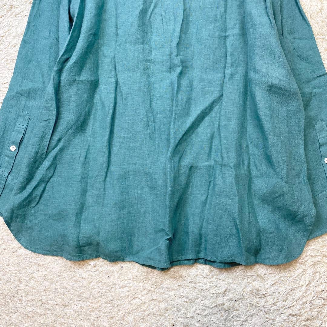 極美品 23区 LIBECO ベーシック シャツ リネン 大きいサイズ 50 緑