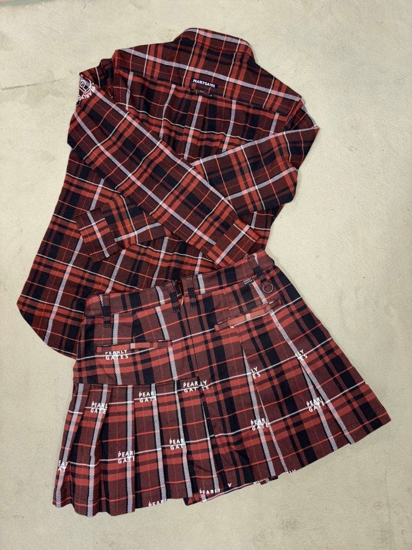 （美品）パーリーゲイツ 、グレンチェック柄シリーズ、セットアップ、サイズ1