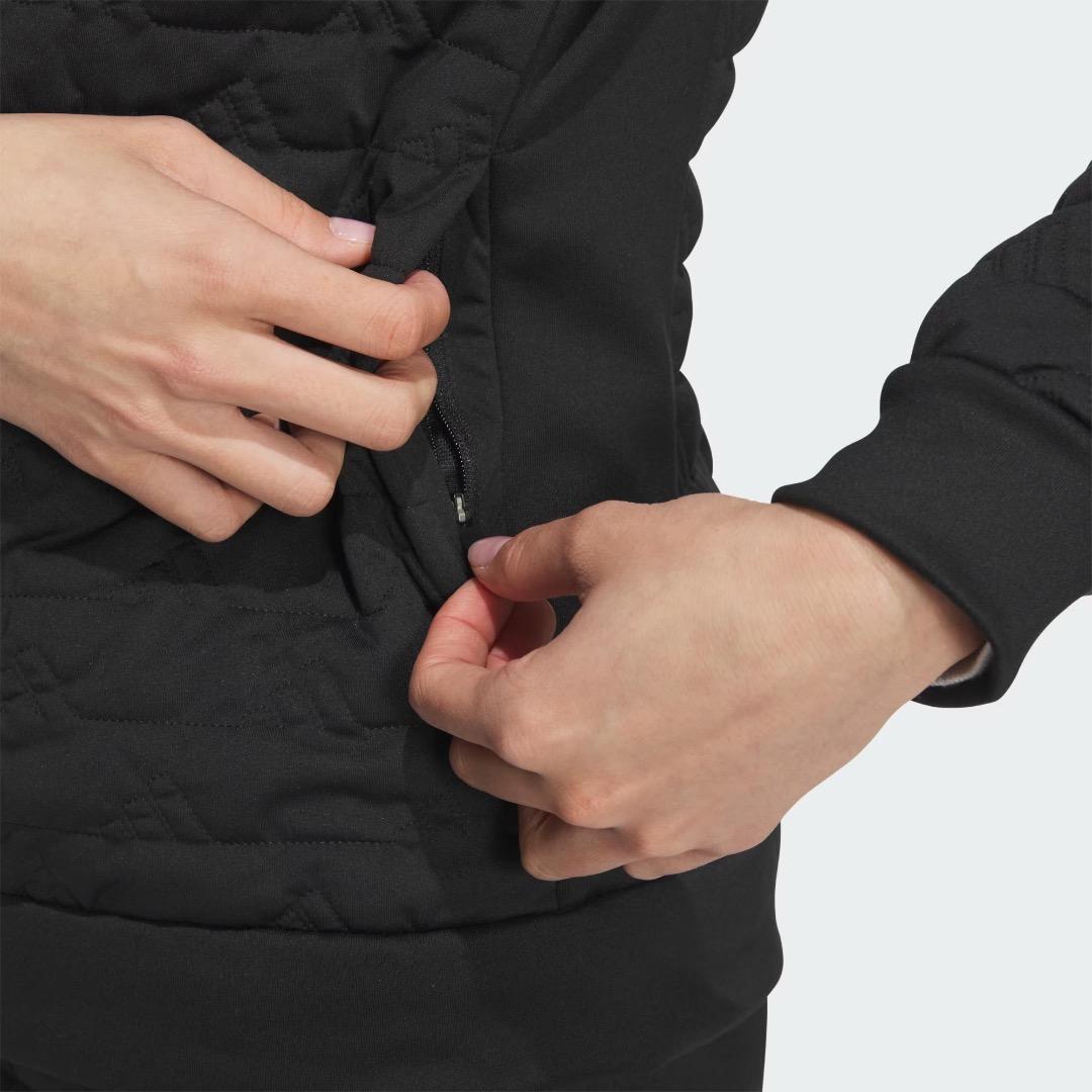 【S】秋冬 定価34,100円 アディダス ゴルフ 中綿 キルト セットアップ黒