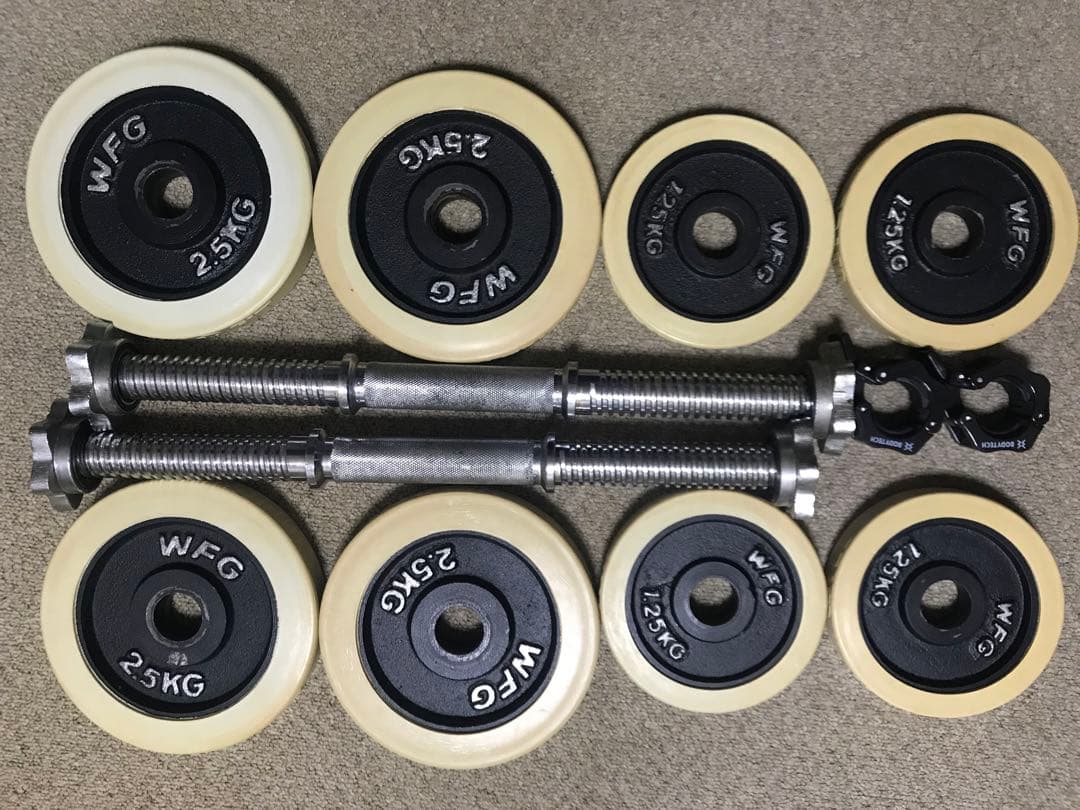ダンベルプレート2.5kg×4 1.25kg×4 シャフト2本 おまけ付