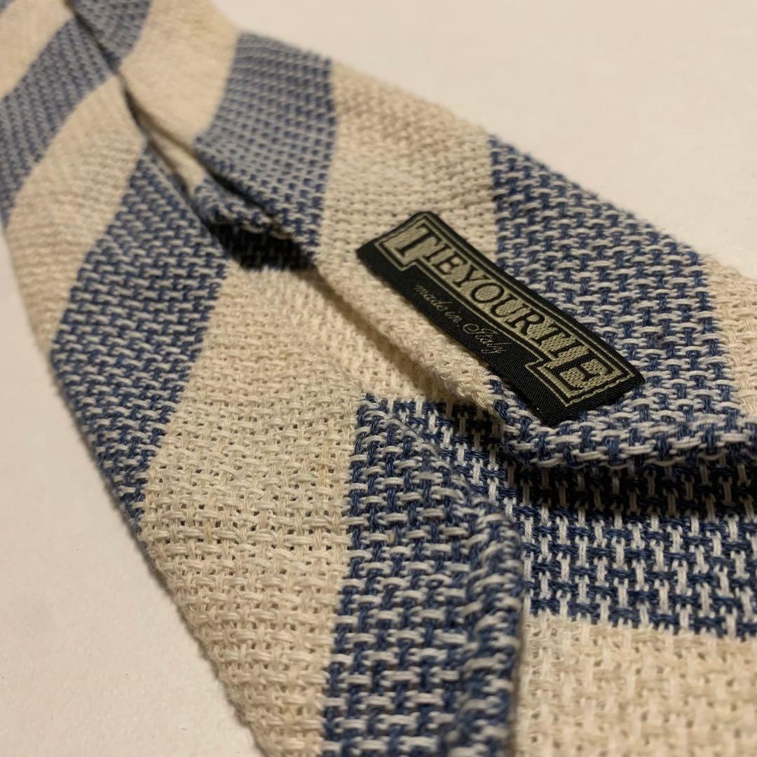 【セッテピエゲ】TIEYOURTIE タイユアタイ ネクタイ ストライプ 生成り