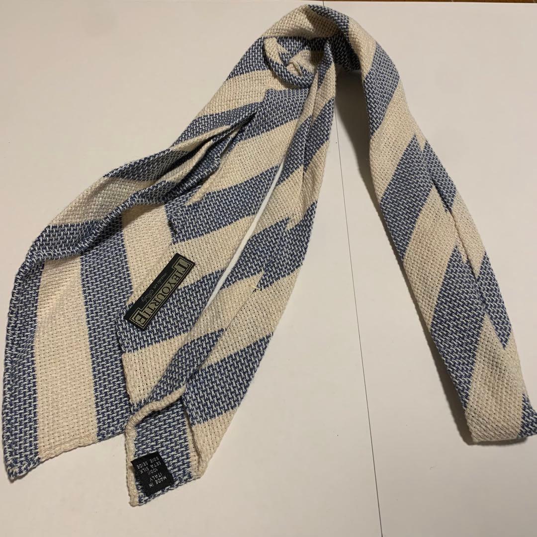 【セッテピエゲ】TIEYOURTIE タイユアタイ ネクタイ ストライプ 生成り
