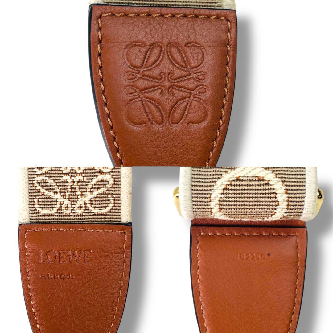 極美品 ロエベ LOEWE アナグラム ループ ストラップ ジャガード&カーフ