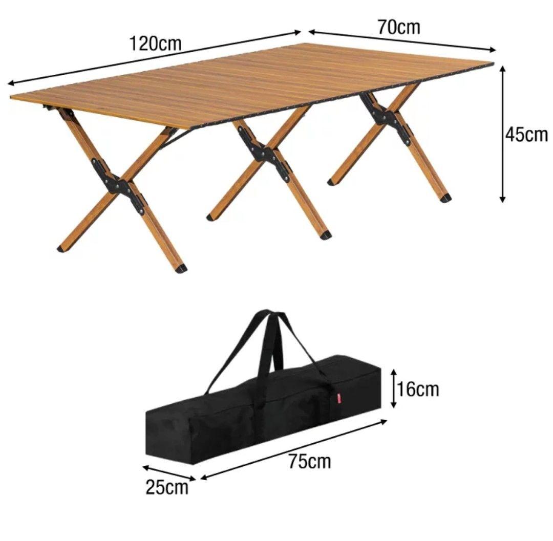 FIELDOORアウトドアテーブル折りたたみ ロールテーブル120cm×70cm