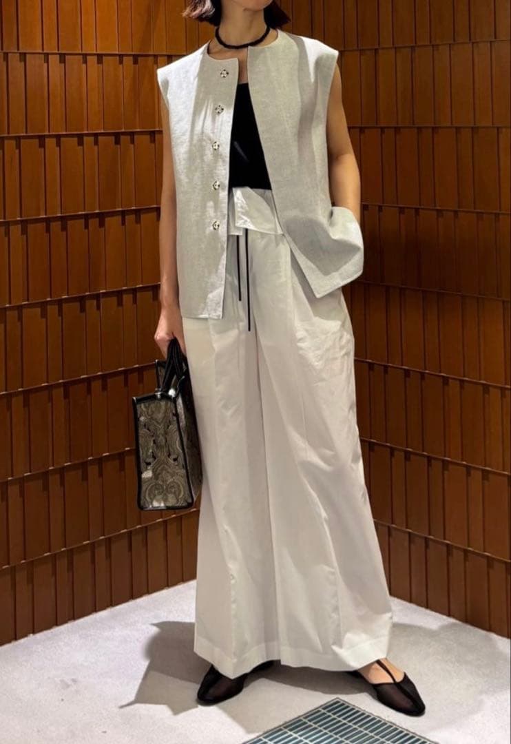 リネンコットンツイル ダブルフェイスジレ