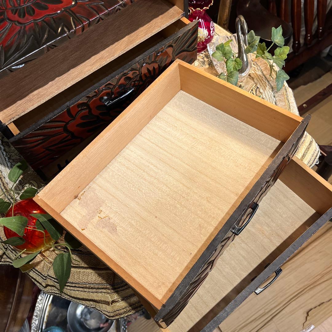 鎌倉彫　アンティーク小物入れ　書類ケース　ジュエリーボックス　コンパクトサイズ