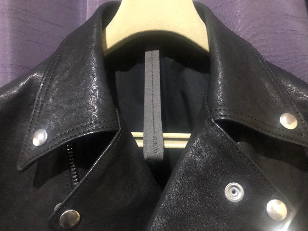 美品⭐︎STRUM⭐︎ストラム⭐︎ダブルライダースジャケット⭐︎シュリンクホース⭐︎S⭐︎黒