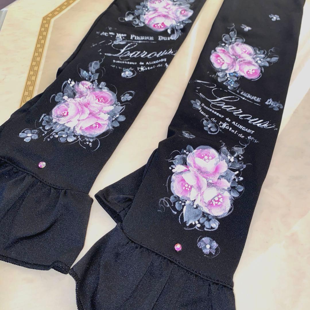 傘　アームカバー　薔薇　手描き　トールペイント