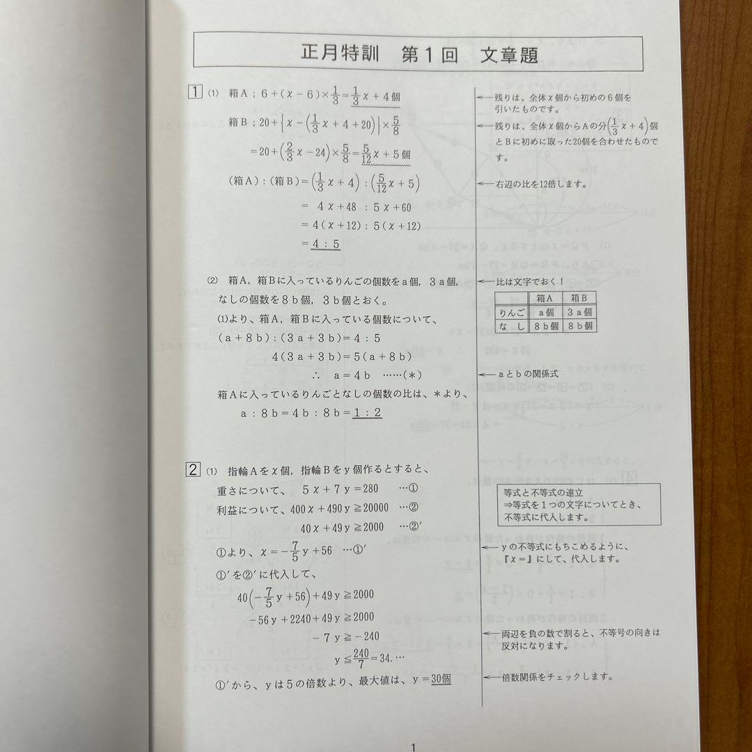 正月特訓テキスト 早慶クラス
