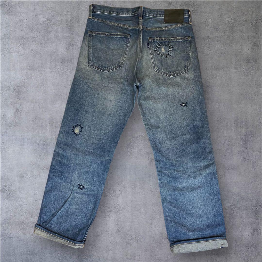 LEVI'S 505 刺繍 made in Japan ダメージ リペア 加工