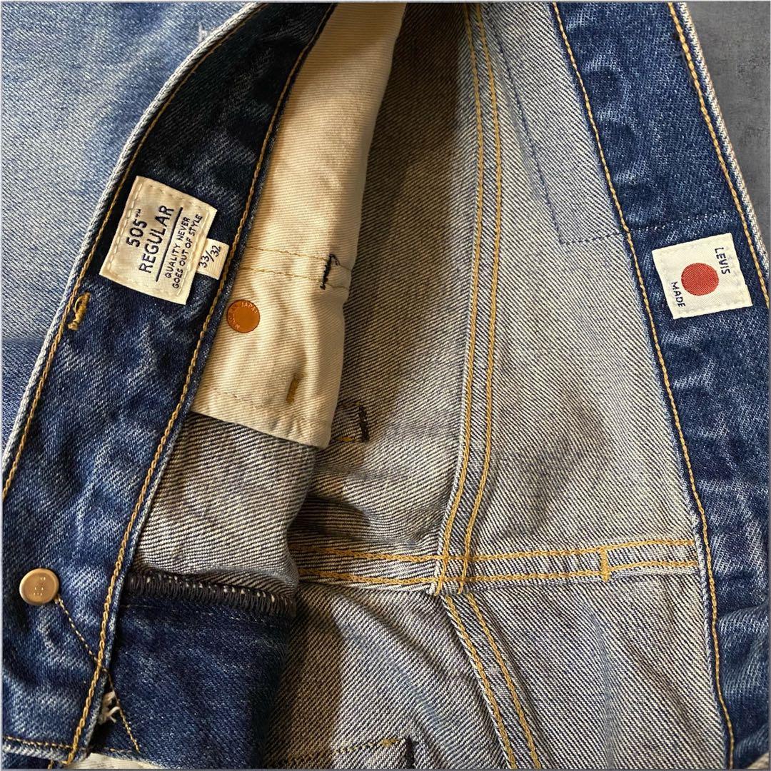 LEVI'S 505 刺繍 made in Japan ダメージ リペア 加工