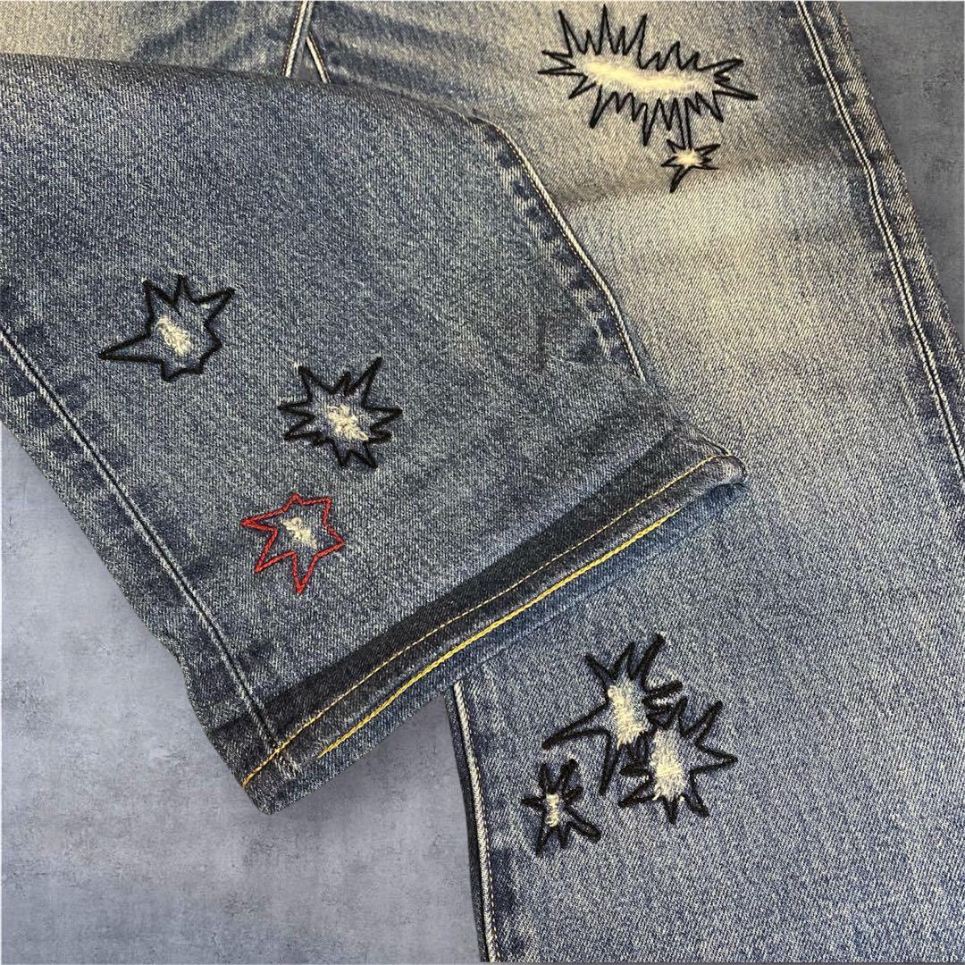 LEVI'S 505 刺繍 made in Japan ダメージ リペア 加工
