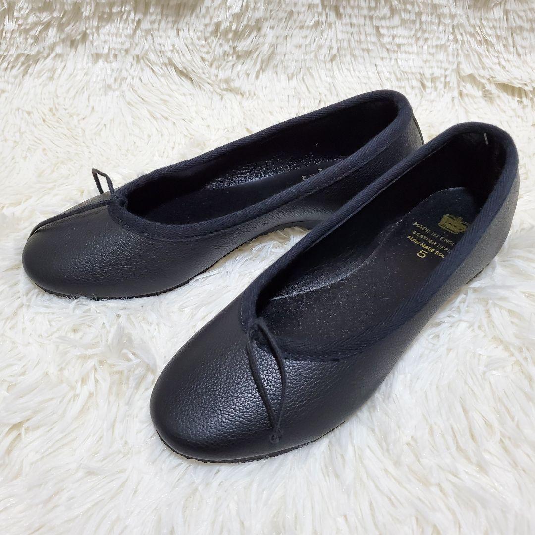 【極美品】CROWN　クラウン　バレエシューズ　リボン　レザー　黒　ジャズ