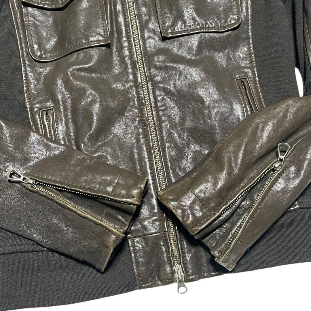 アルマーニジーンズ ARMANI JEANSラムレザージャケット ダブルジップ