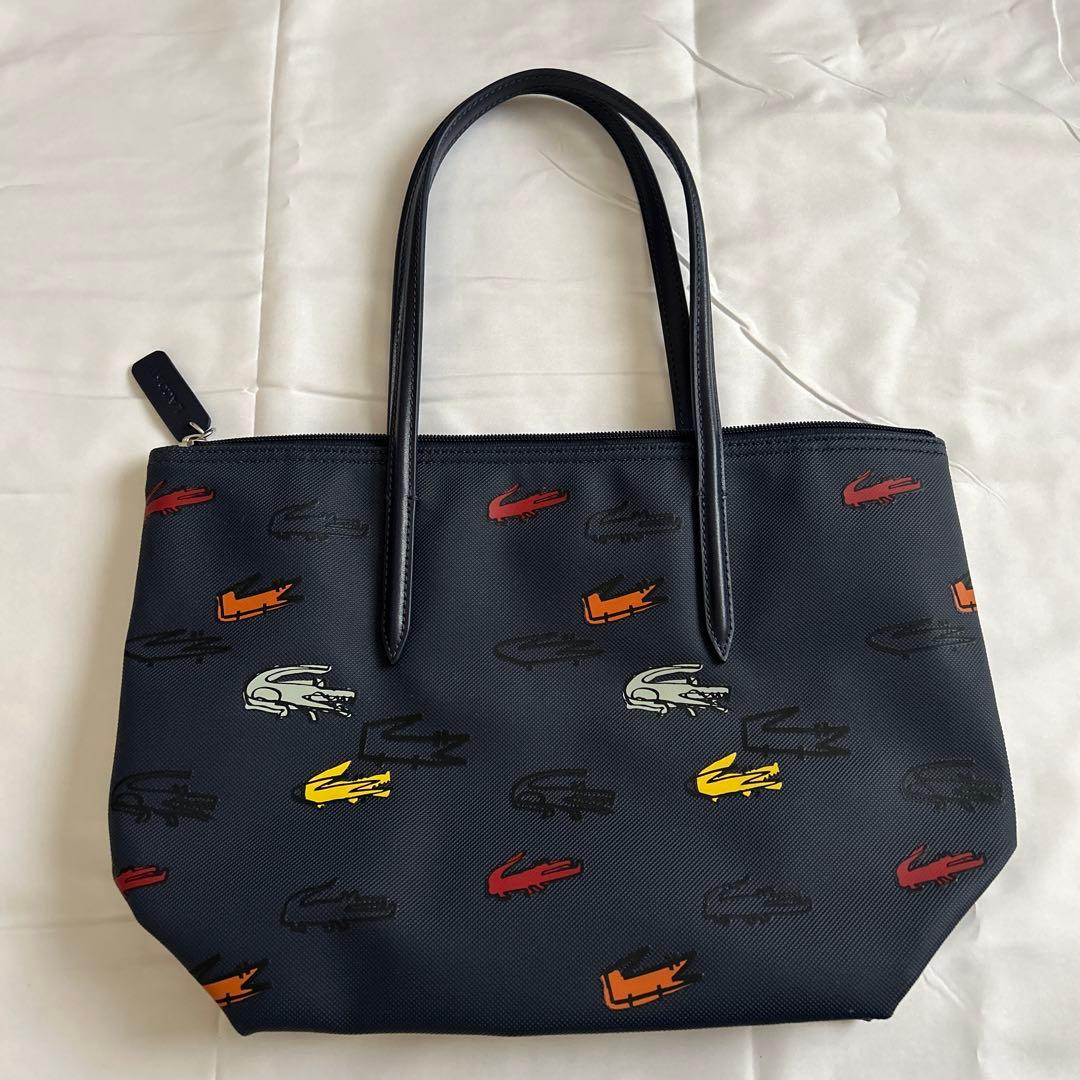 LACOSTE ロゴプリント トートバッグ ネイビー