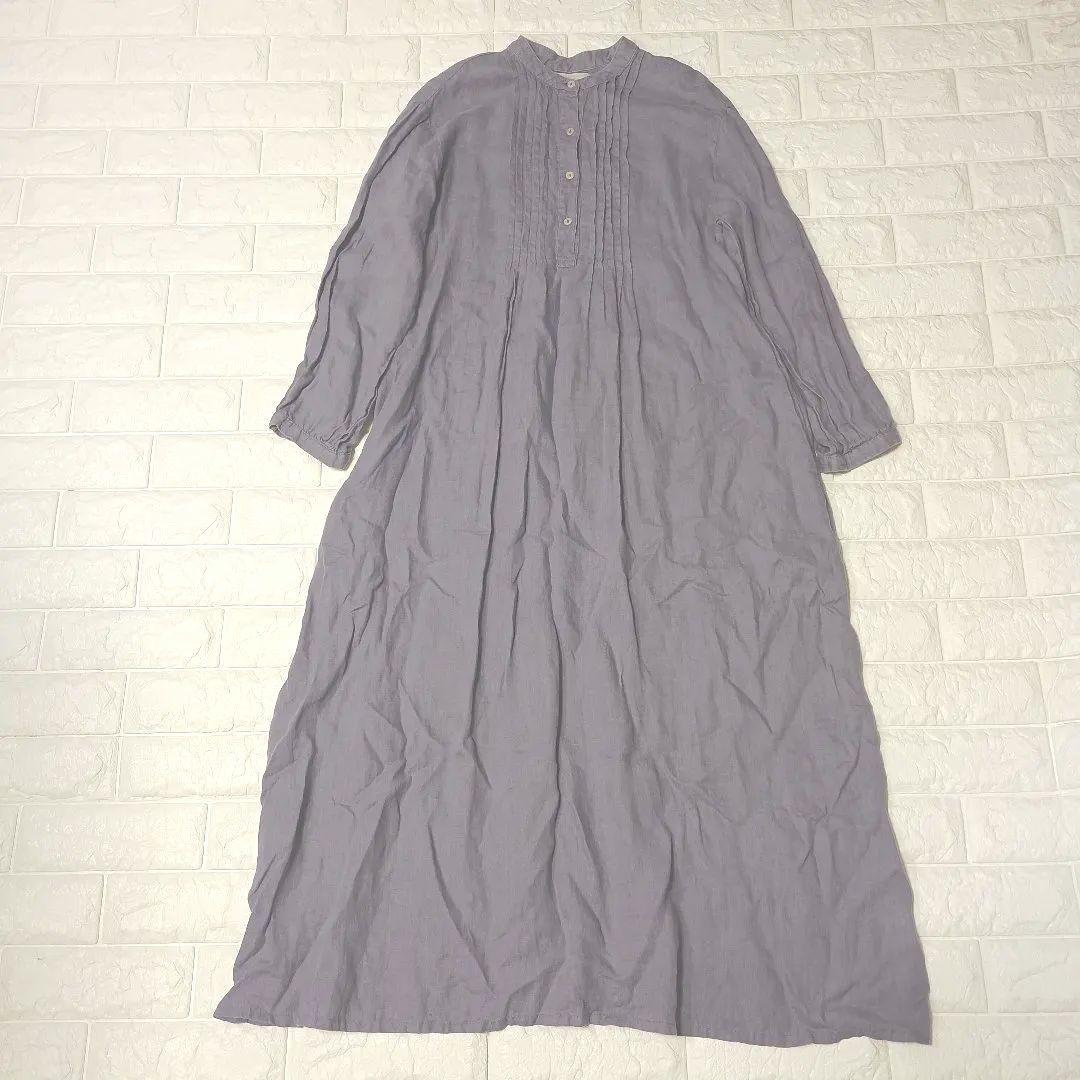 fog linen work ピンタックワンピース シャツ バンドカラー