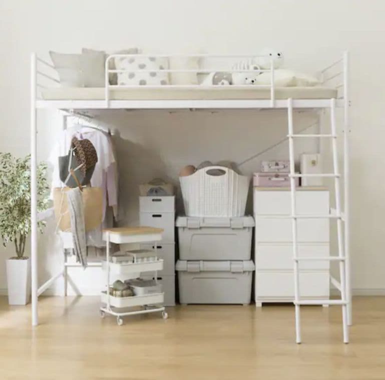 【美品】ニトリ　スチールハイベッド(HB02 WH) シングル