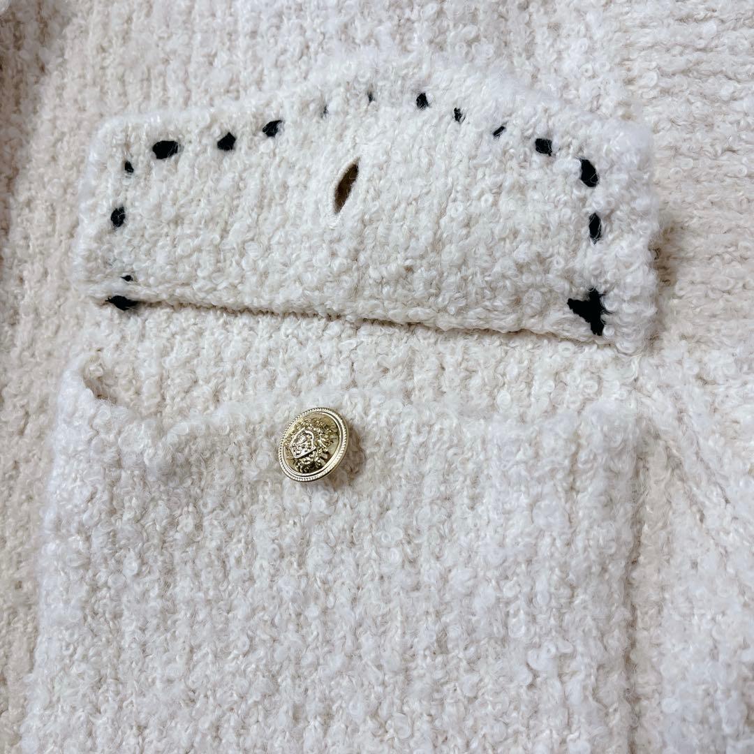 未使用✨COEL　ステッチブークレーニットジャケット アイボリー　ヨンア