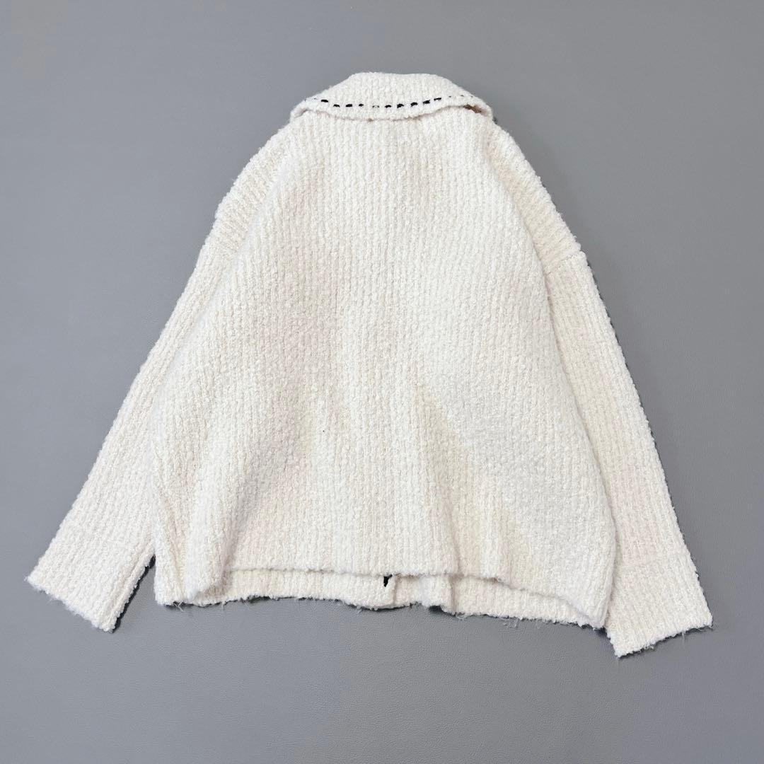 未使用✨COEL　ステッチブークレーニットジャケット アイボリー　ヨンア
