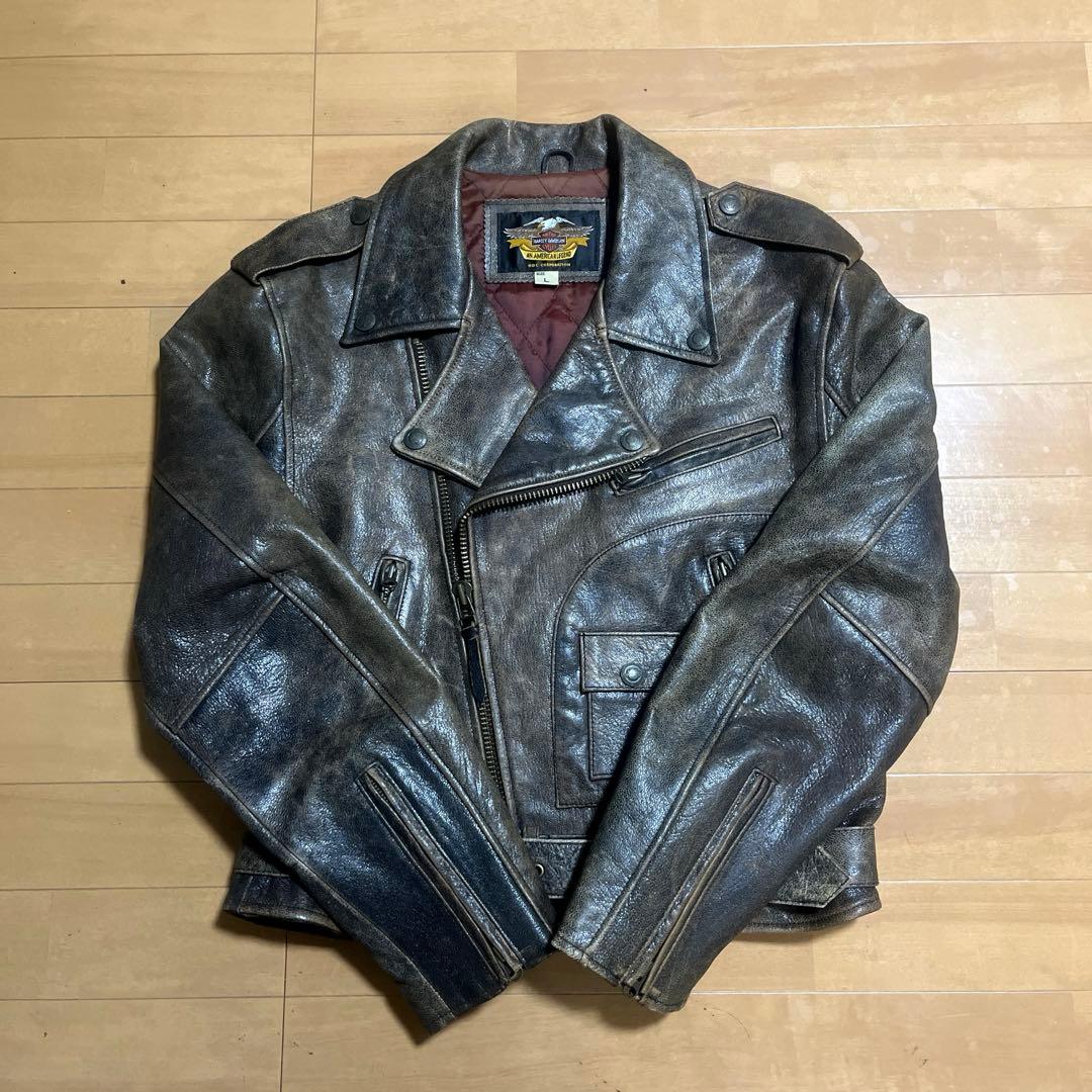 d*3様 HARLEY-DAVIDSON エンボス バックロゴ ダブルライダース