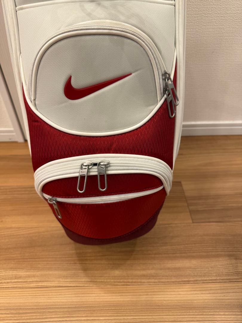 中古美品NIKE ナイキ ゴルフ キャディバッグ BG0371 ホワイト/レッド