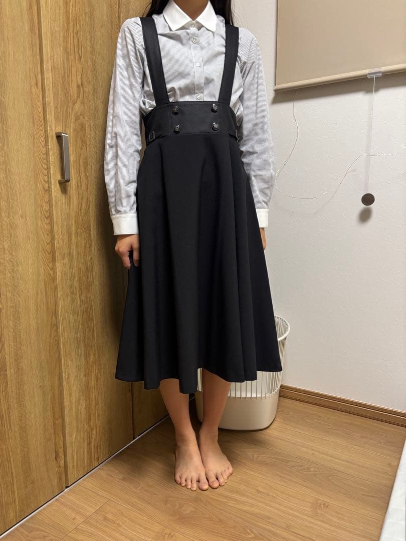 ELLE165cmブラック ジャケット、スカート、ブラウス、ネクタイ4点セット