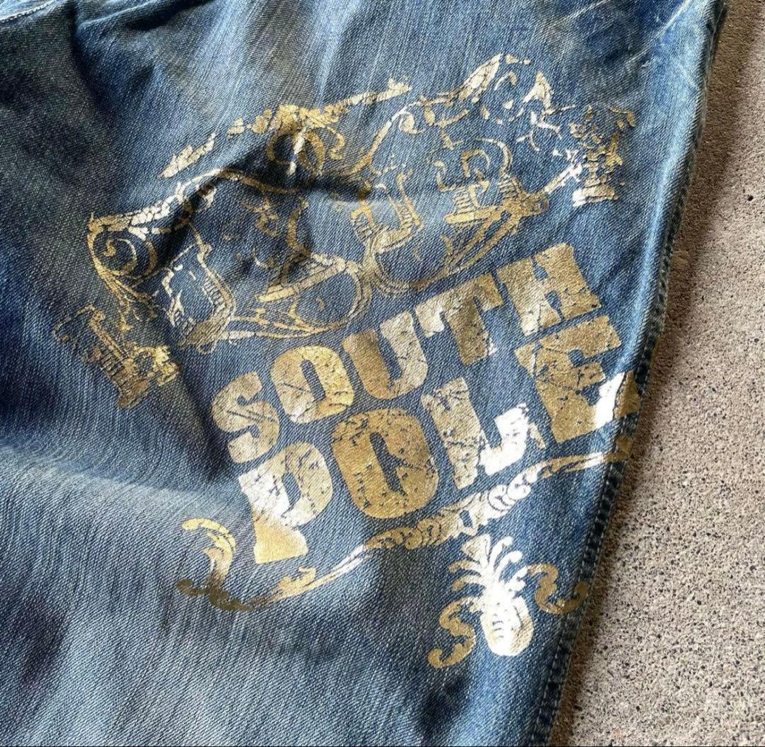 O0s SOUTHPOLE 極太 ワイドバギーデニムパンツブルーW42おまけ付き