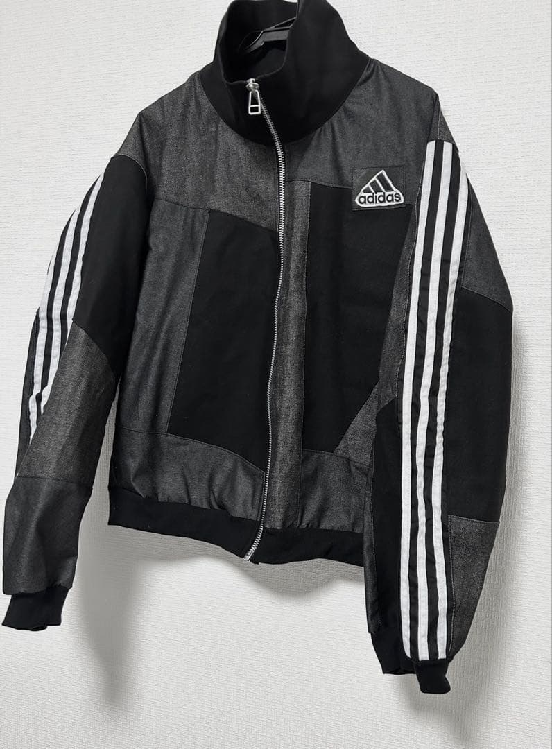 adidasデニムパッチワークトラックジャケット黒