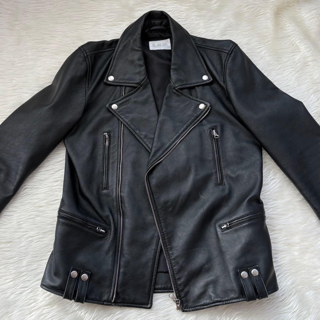 【美品】ダブルライダースジャケット LHP ラムレザー ブラック Lサイズ 本革