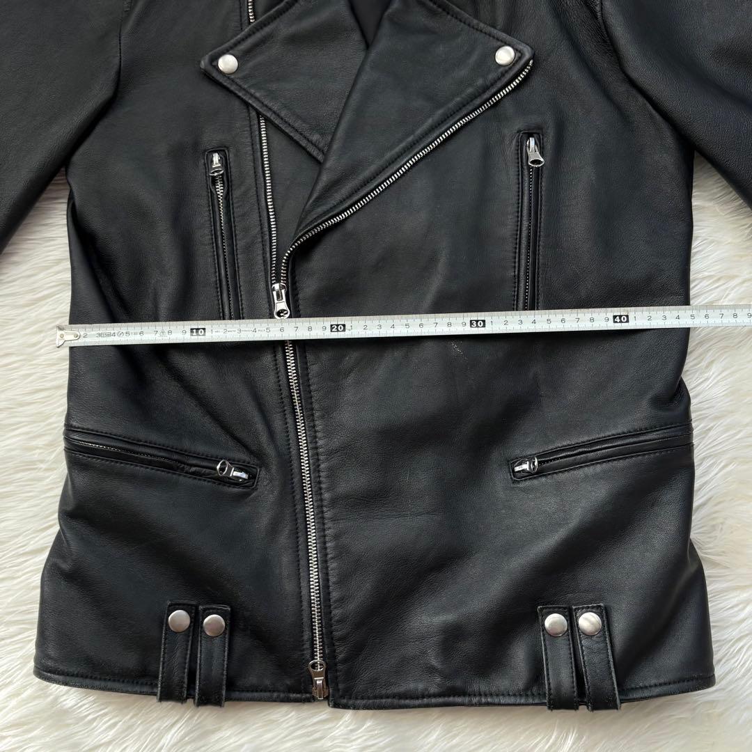 【美品】ダブルライダースジャケット LHP ラムレザー ブラック Lサイズ 本革