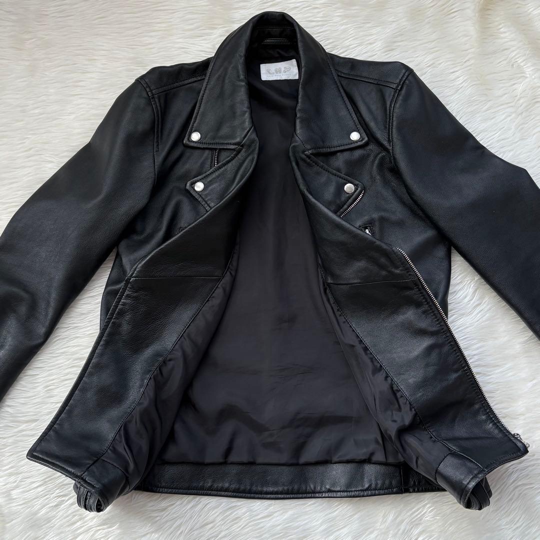 【美品】ダブルライダースジャケット LHP ラムレザー ブラック Lサイズ 本革
