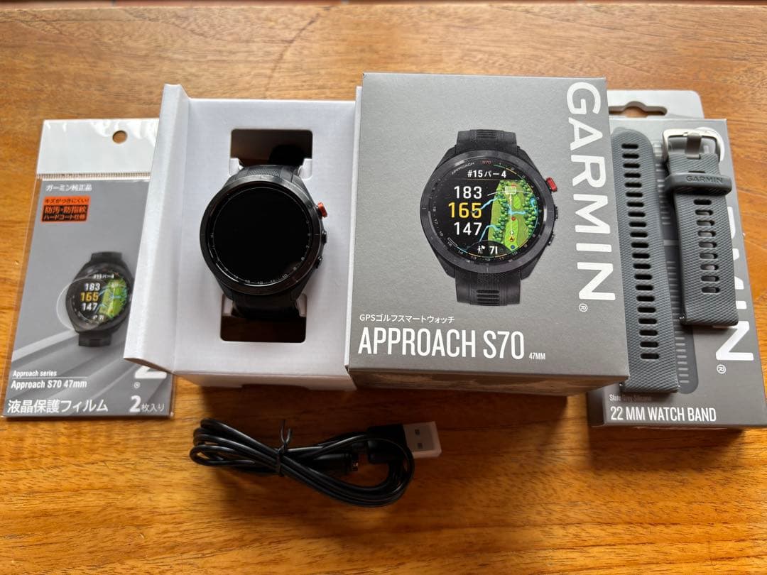 GARMIN Approach S70 47mm BLACK +ベルト+フィルム