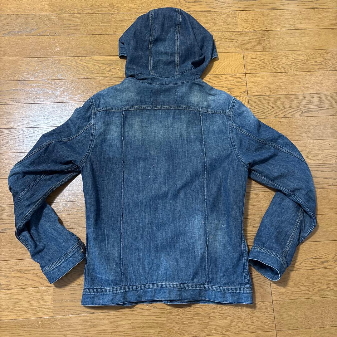 Diesel デニムフーテッドジャケット ダメージ加工 裏地ブランケット M