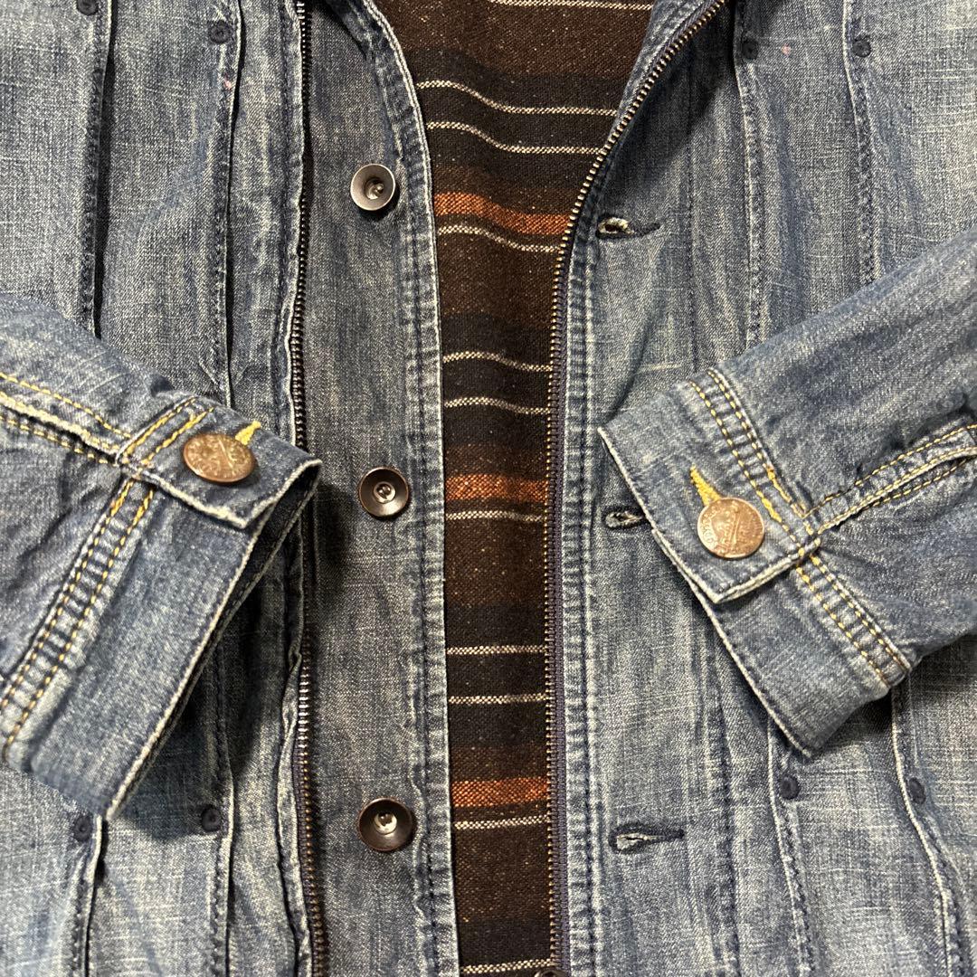 Diesel デニムフーテッドジャケット ダメージ加工 裏地ブランケット M
