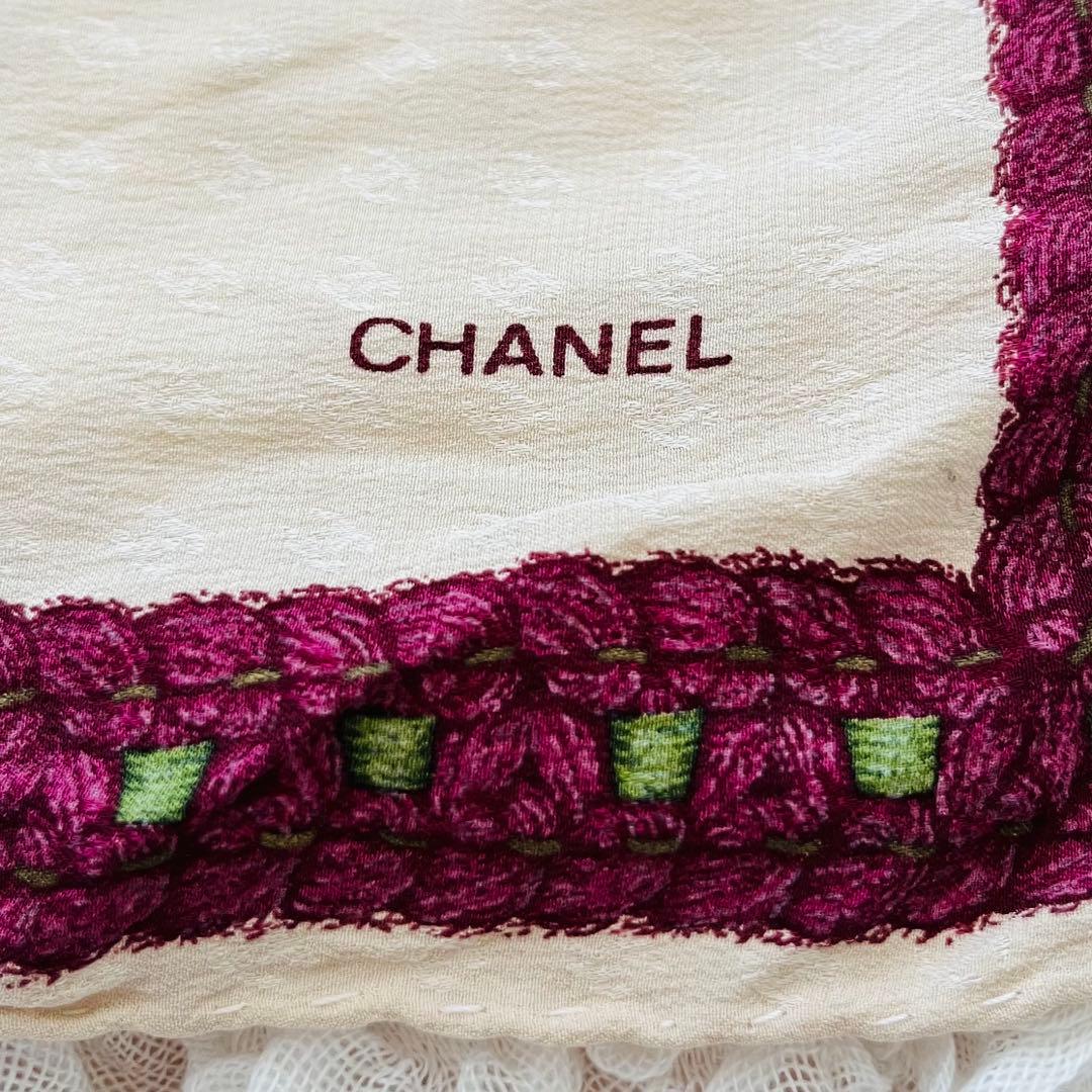 【ぱぴ】CHANEL シャネル 大判ストール シルク100% ココマーク