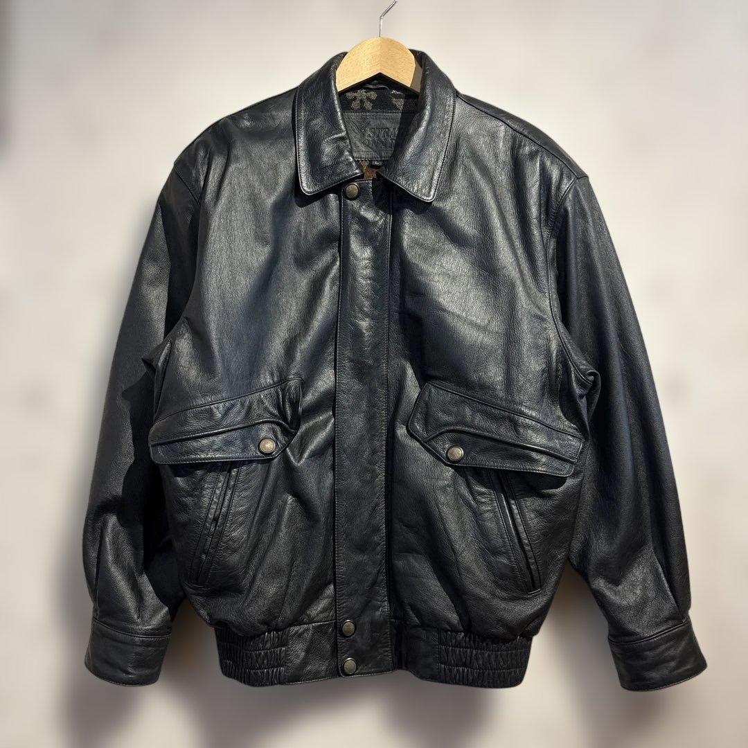 VINTAGE 黒 レザーボンバージャケット