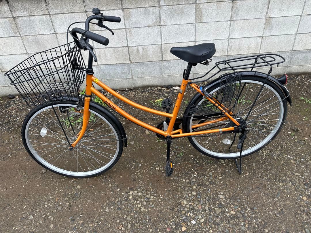 オレンジ シティサイクル 前バスケット付き