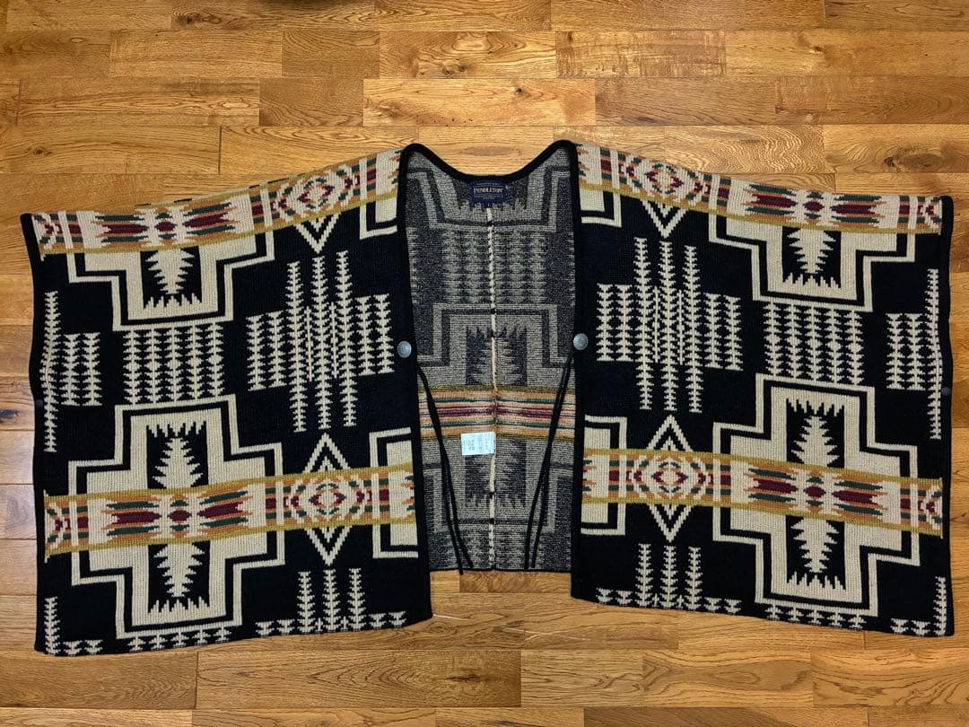 ★PENDLETON★ウールポンチョ★ケープ★キャンプ★アウトドア★L★総柄★