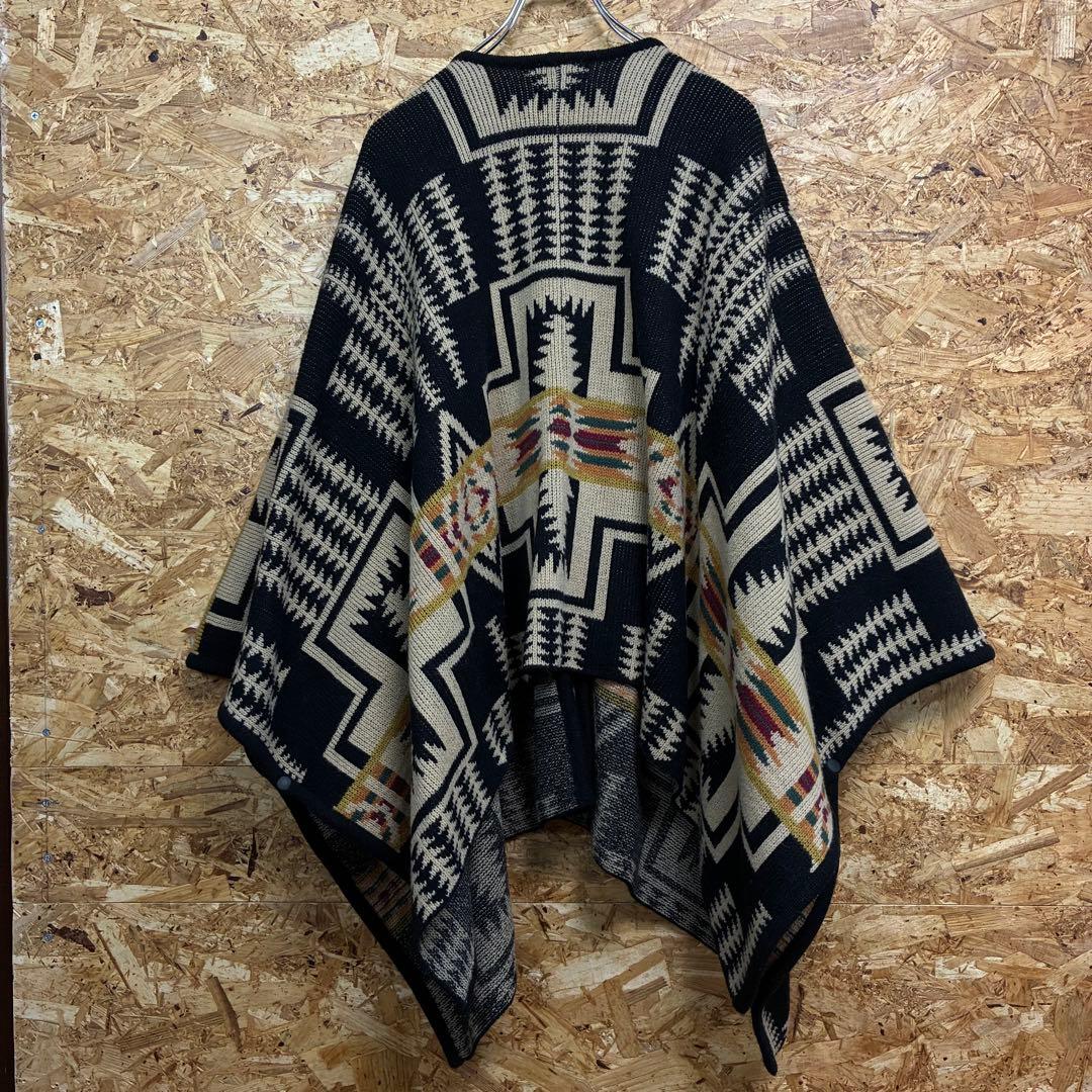 ★PENDLETON★ウールポンチョ★ケープ★キャンプ★アウトドア★L★総柄★