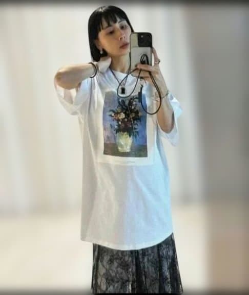 アメリ　AMERI　BIG TEE LAYERED LACE DRESS